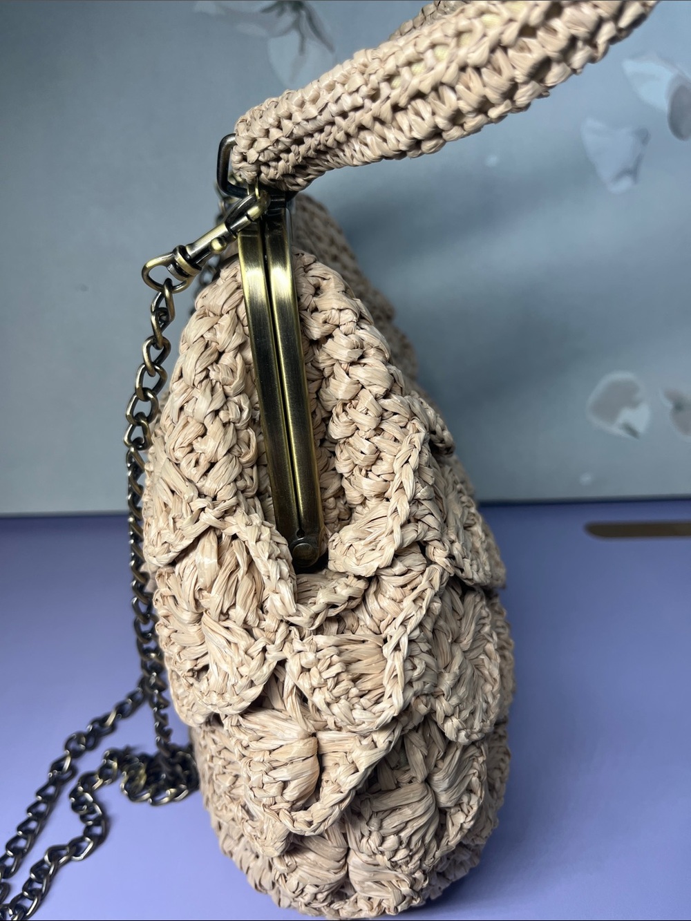 Patricia Nash Laureana Small Scalloped
Raffia Frame Crossbody Bag Kiss Lock - Picture 8 of 11
